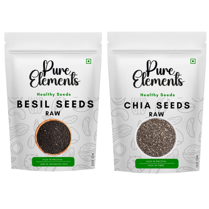 Pure Elements Healthy Raw Seeds Combo | Basil & Chia Seeds