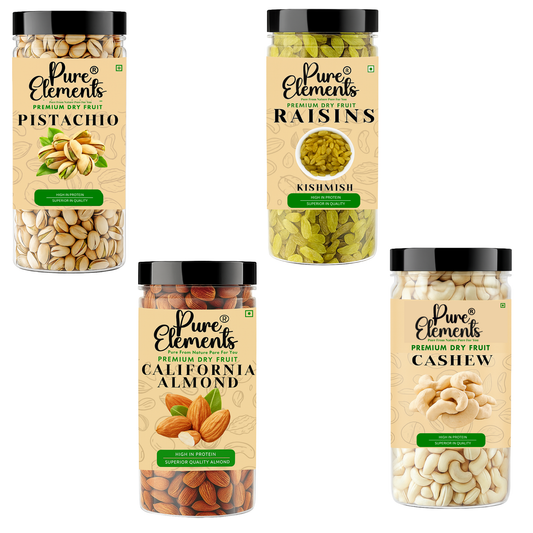 Pure Elements Nut & Dry Fruit Combo | Cashew, California Almonds, Raisins & Pistachios