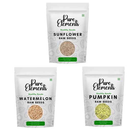 Pure Elements Healthy Raw Seeds Combo | Sunflower, Watermelon & Pumpkin Seeds