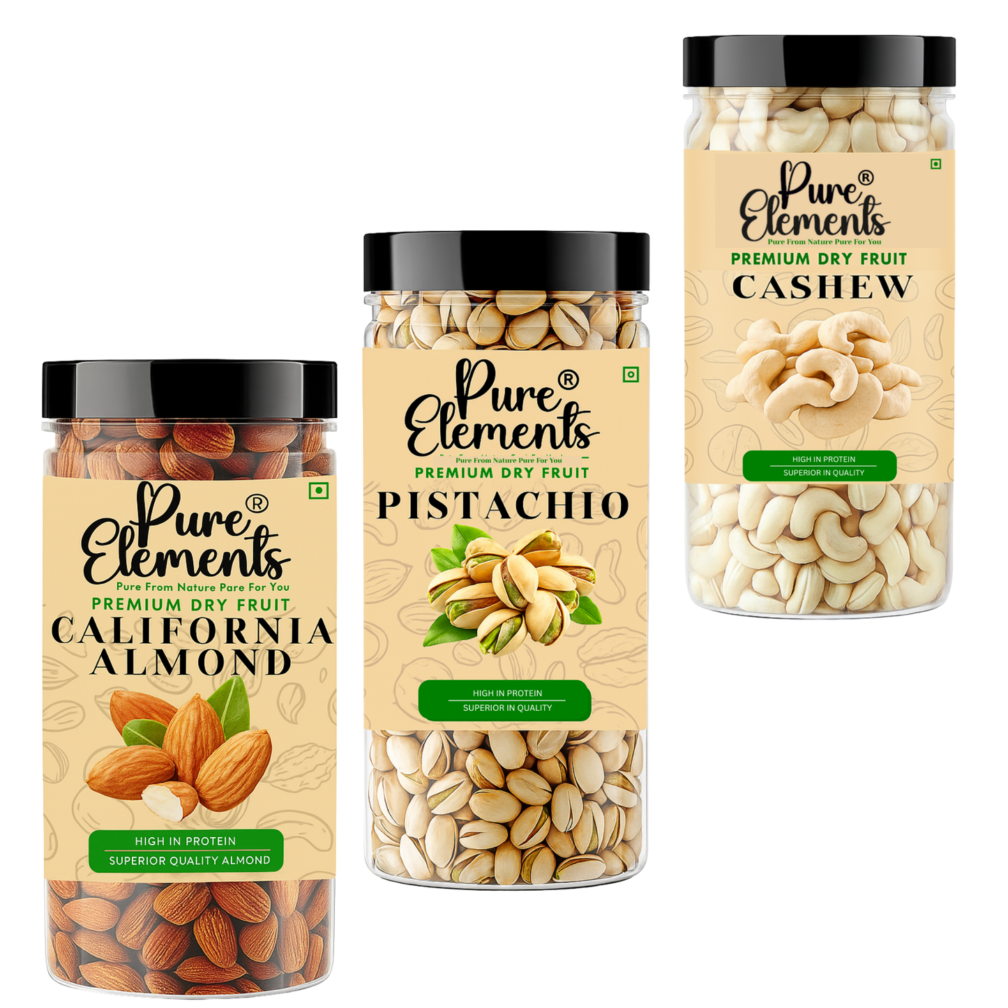 Pure Elements Nut Combo | Cashew, California Almonds & Pistachios