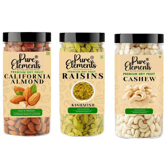 Pure Elements Nut & Dry Fruit Combo | Cashew, California Almonds & Raisins
