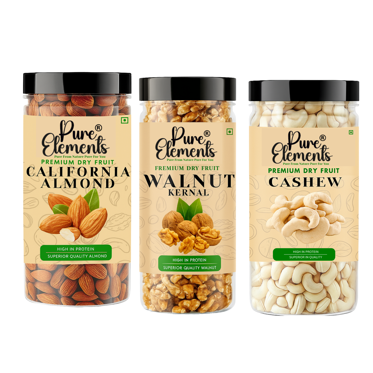 Pure Elements Nut Combo | Cashew, California Almonds & Walnuts