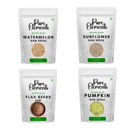 Pure Elements Healthy Raw Seeds Combo | Watermelon, Flax, Sunflower & Pumpkin Seeds