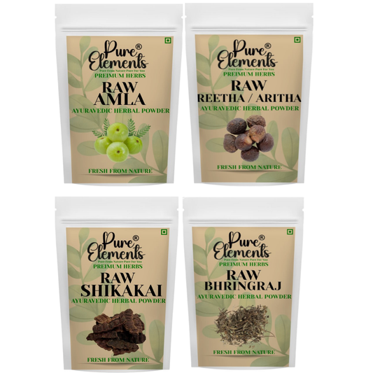 Pure Elements Herbal Hair Care Combo | Raw Amla, Reetha, Shikakai & Bhringraj  ( Pack Of 500 gm )