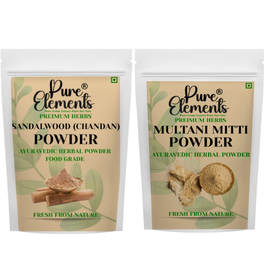 Pure Elements Herbal Skin Care Combo | Sandalwood & Kasturi Haldi Powders ( 200 gm Each )